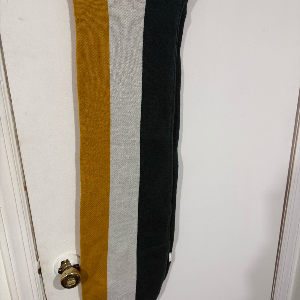 Striped Scarf in Mustard, Gray, and Black